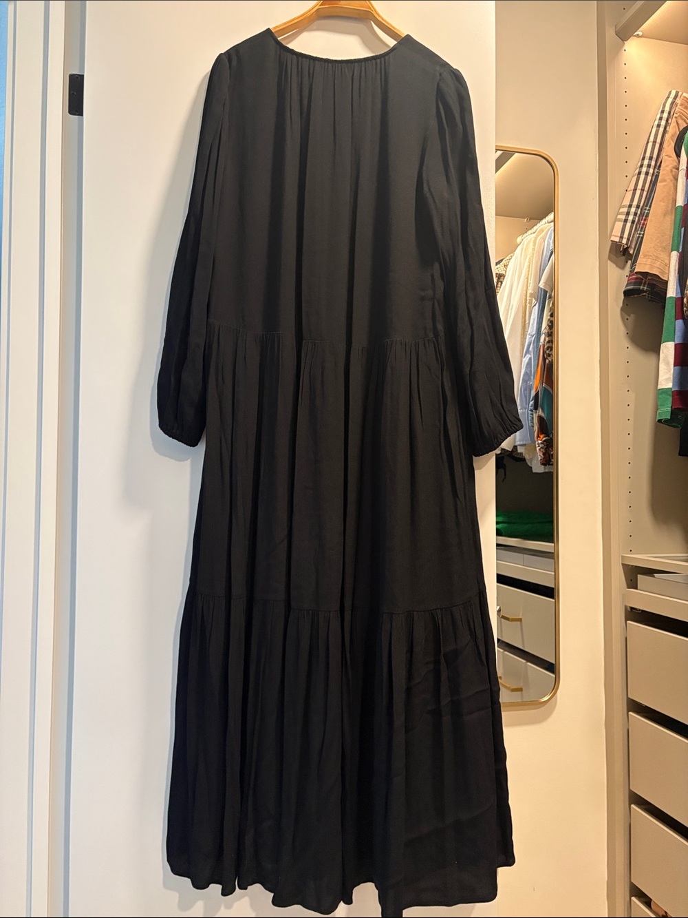 Aritzia Black Long-Sleeve Tiered Maxi Dress - Picture 3 of 3